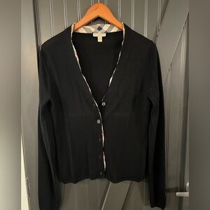 Burberry Brit Black Cardigan Nova Check Trim Women’s Large